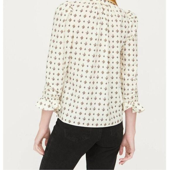 RHODE Multicolor Needlepoint Bouquet Parchment Button Down Lyra Blouse Medium - Picture 3 of 11